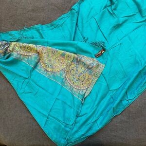 Pashmina Teal Patterned Scarf